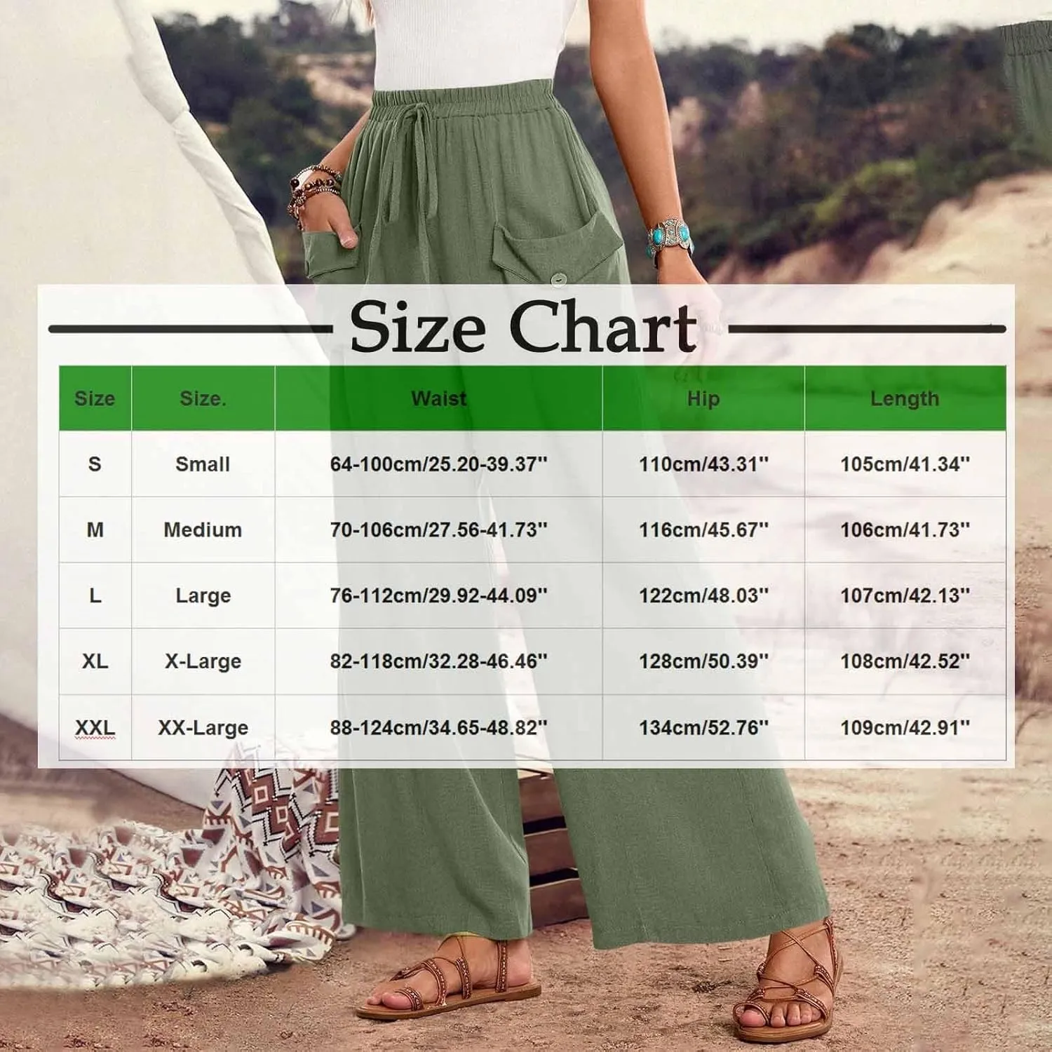 Wide Leg Pants for Women Lightweight Loose Summer Beach Pant Solid Color Casual Drawstring Elastic Waisted Trousers