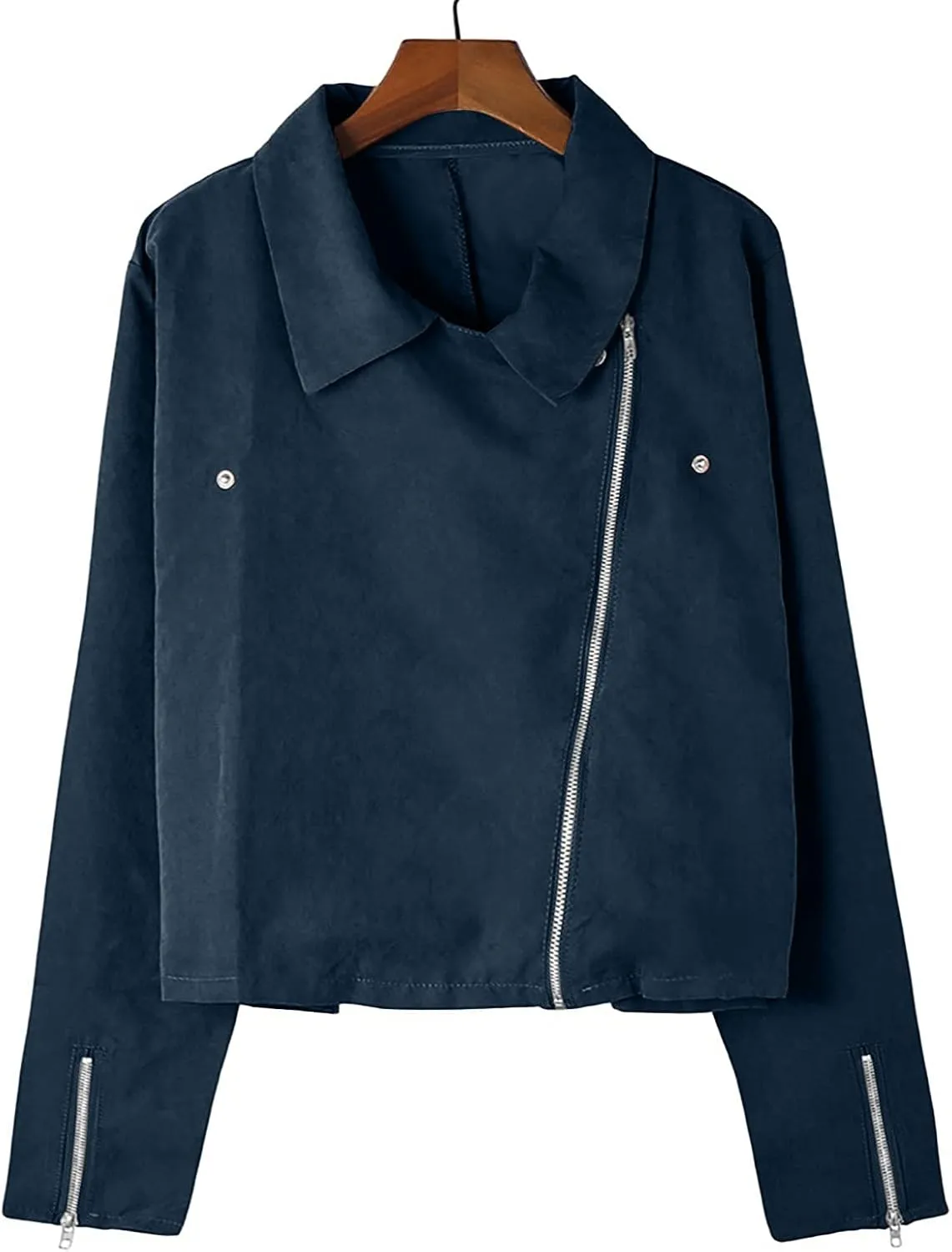 Womens Faux Leather Jacket 2024 Fashion Fall Clothes Zip Up Cropped Jackets Lightweight Motorcycle Biker Coats