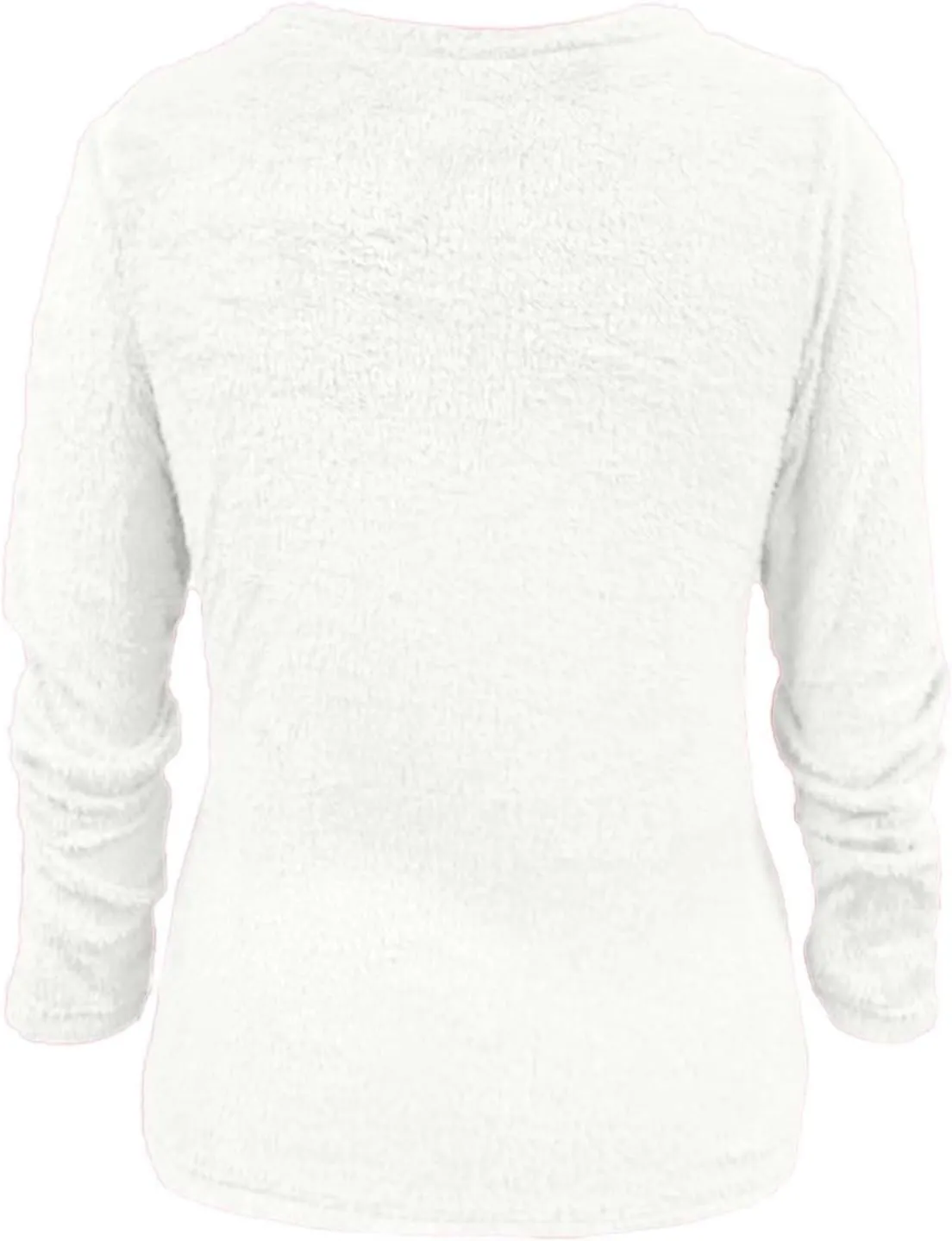 Womens Fuzzy Sweater Fluffy Crewneck Pullover Sweaters Long Sleeve Sweatshirt Plain Jumper Fall Top Kawaii Clothes