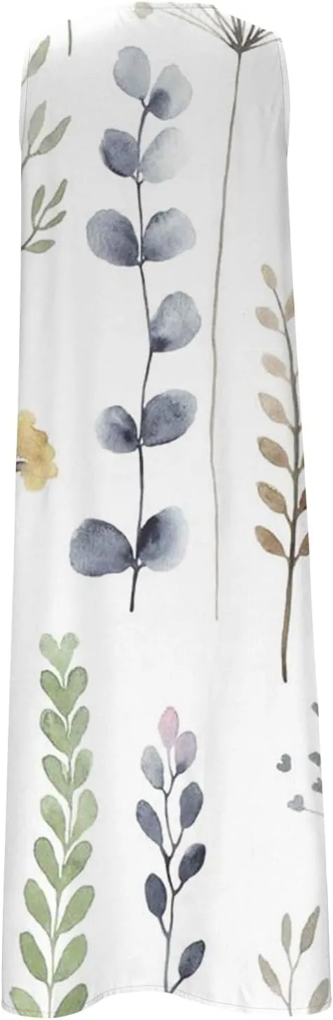 Women's Summer Design Casual Dress Sleeveless V-Neck Dress with Pockets Loose Flowy Swing Pleated Long Beach Dress