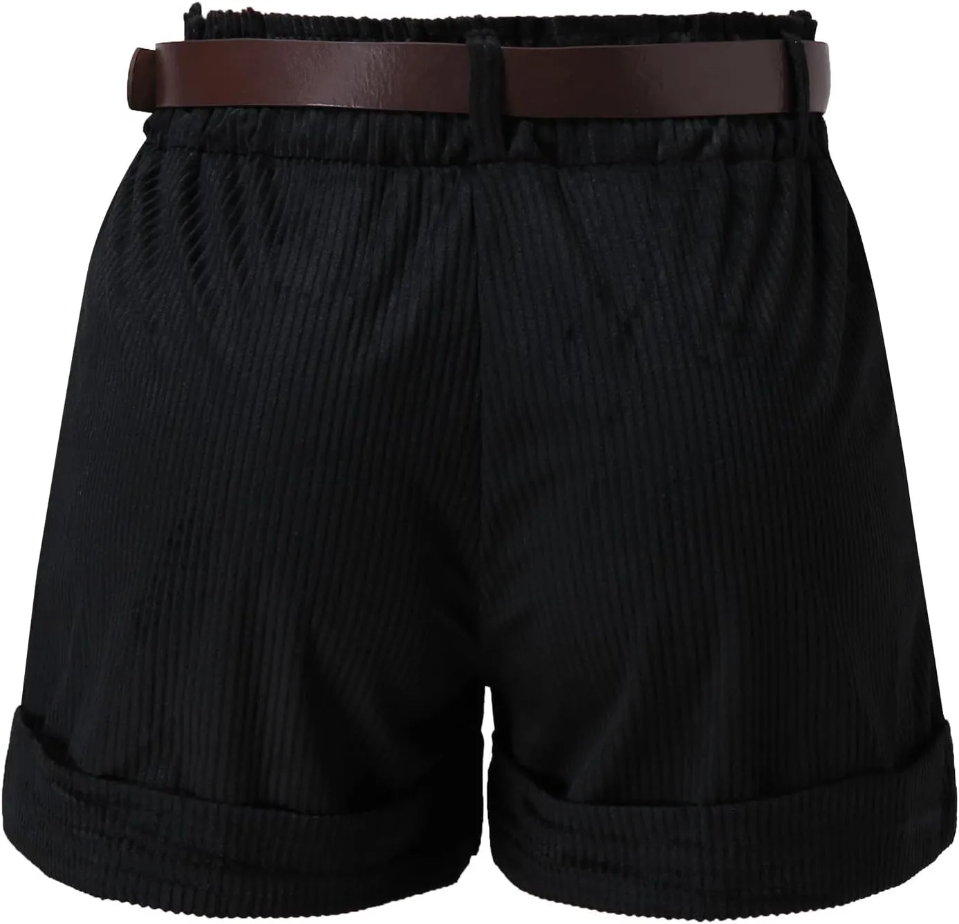 Womens Summer Shorts High Waisted Cuffed Hem Corduroy Shorts Wide Leg Lounge Baggy Short Pants with Pockets