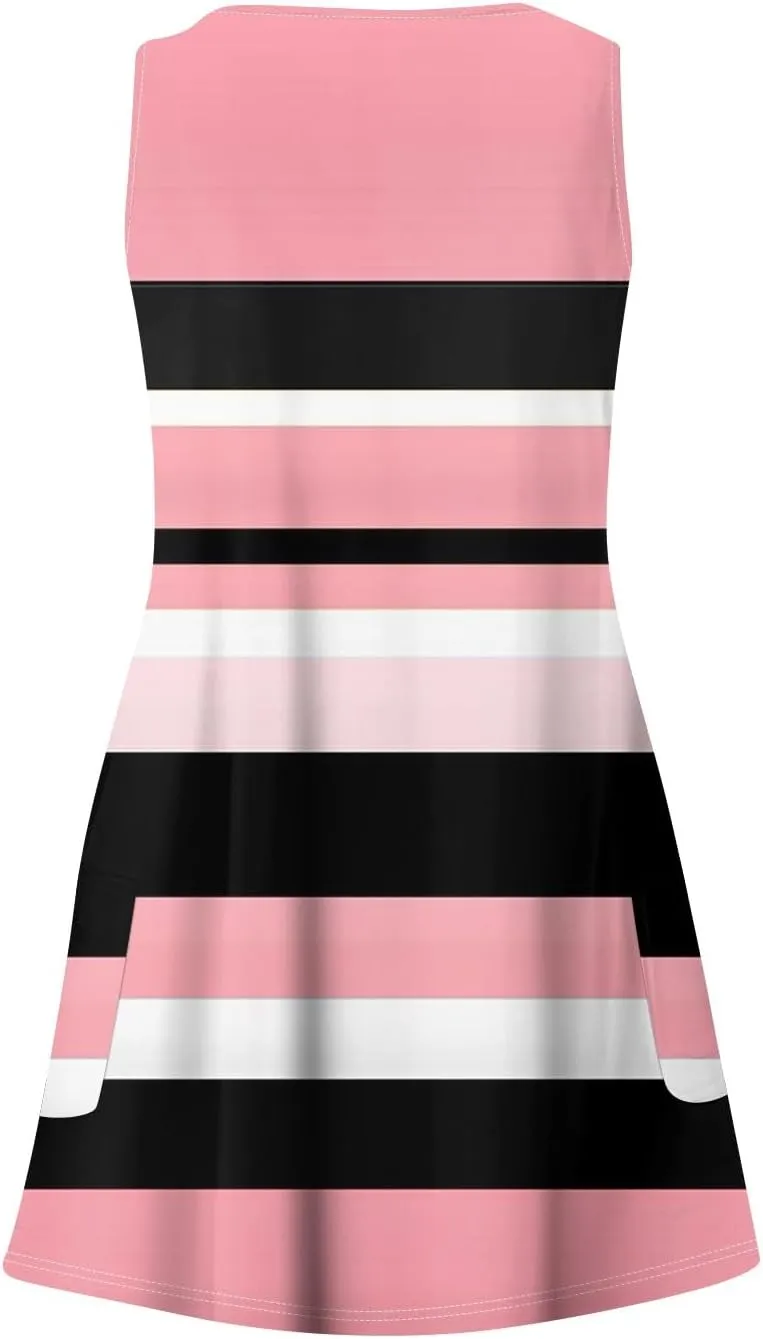 Women's Summer Tank Dresses with Pockets Trendy Boho Beach Dress Elegant Sleeveless V Neck Mini Sundress