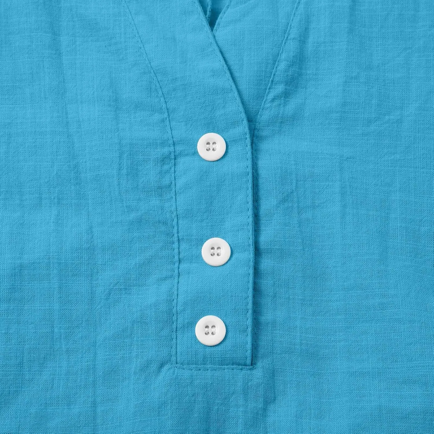 Womens Summer Tops 3/4 Sleeve V Neck Buttons Shirts Solid Color Summer Tees Dressy Casual Tunic Blouses