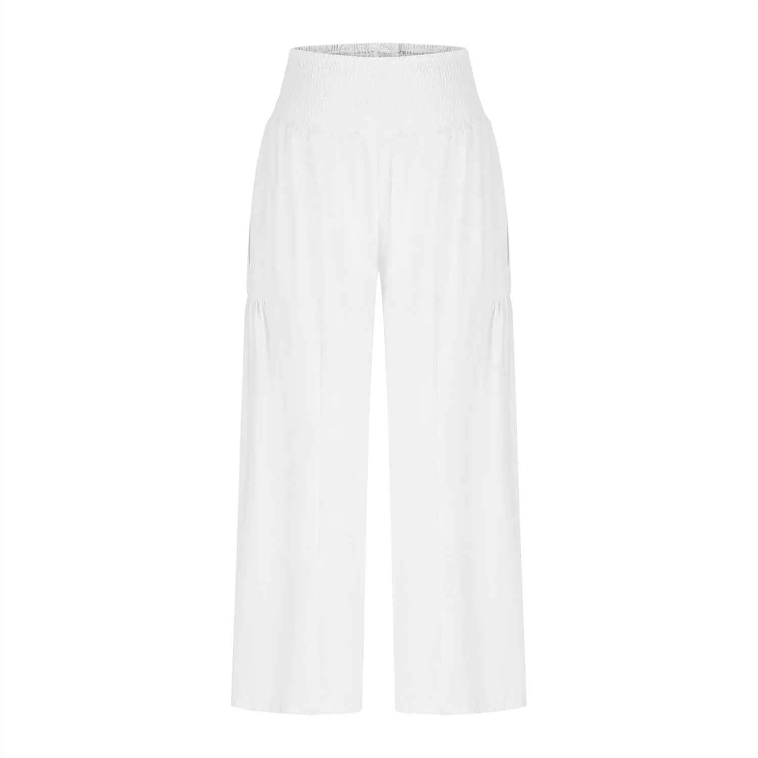 Women's Wide Leg Palazzo Lounge Pants with Pockets Light Weight Comfy Pajama Pant Smocked High Waisted Loose Solid Pant