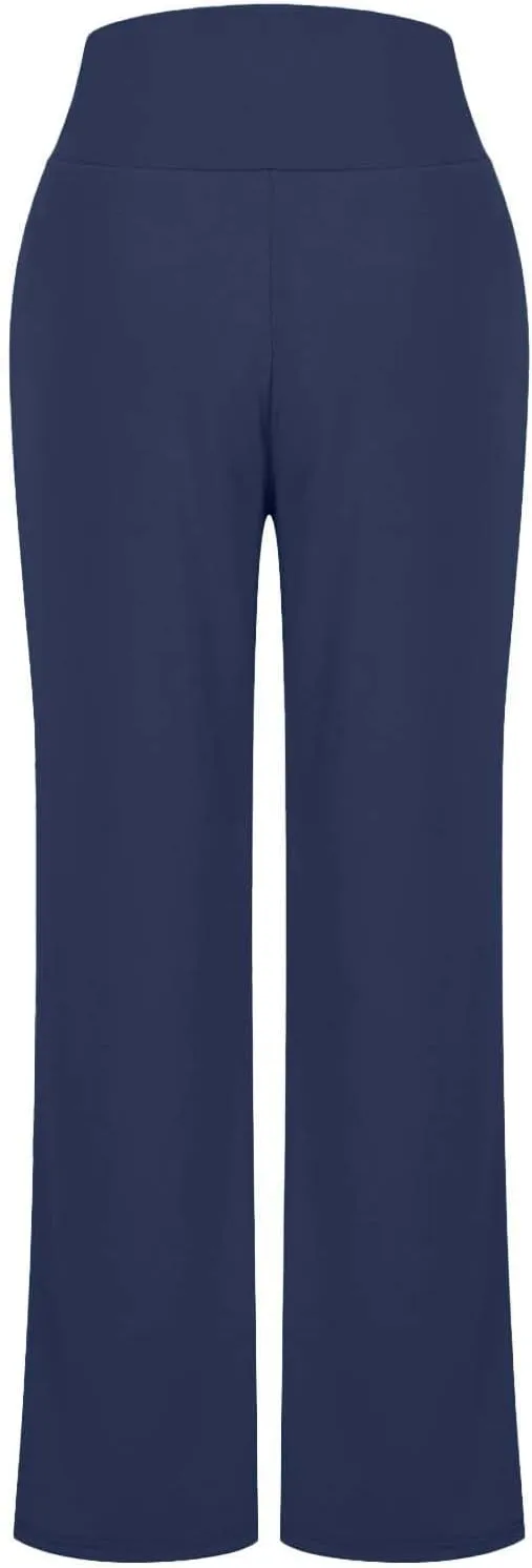 Womens Wide Leg Yoga Pants 2025 Summer Casual High Waisted Tummy Control Solid Color Exercise Cozy Fitness Trousers