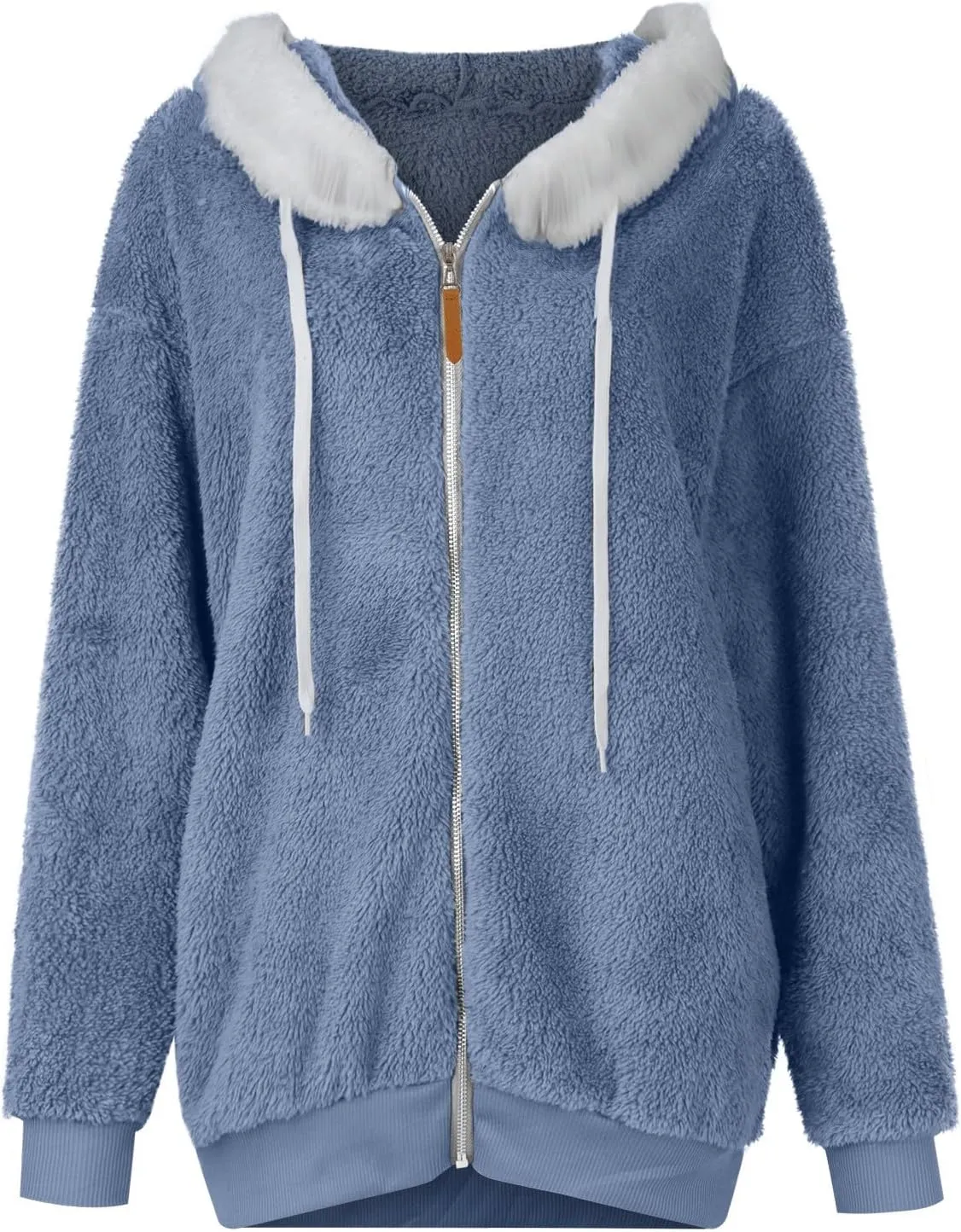 Women's Winter Coats Fuzzy Fleece Jacket Hooded Color Block Patchwork Cardigan Coat Outerwear With Pockets