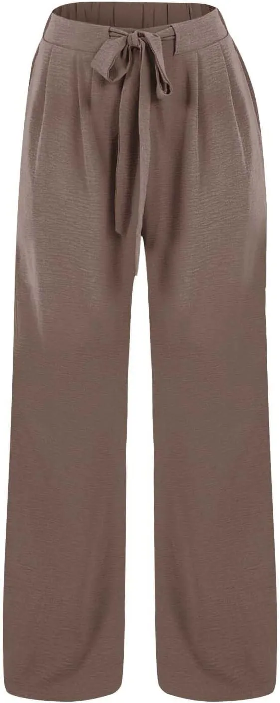 Youth Girls Palazzo Cotton Linen Long Pants Baggy Wide Leg High Waist Drawstring Long Trousers 2025 Summer Bottoms